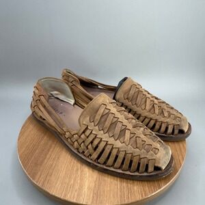 Nisolo Huarache Sandals Mens 10 Brown Woven Leather Mexican Boho Summer Slip On